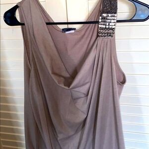 Judith Drape Neck Sleeveless Blouse with Banded waist